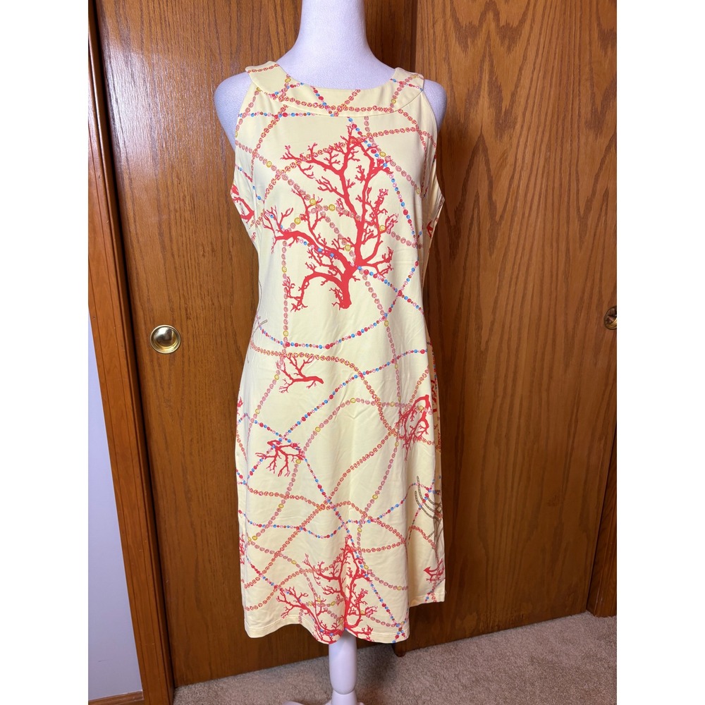 J.McLaughlin Sophia dress Yellow Coral Catalina Cloth Sleeveless Sheath Dress M